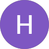White letter H on purple circle background