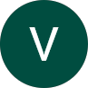 White letter V on green circle background